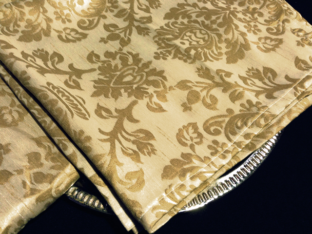 TABLECLOTH, Beige Champagne Damask Runner 65 x 140cm